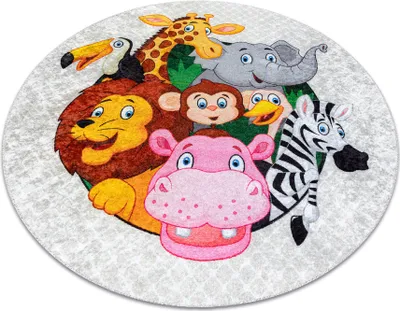 Produktbild von JUNIOR 51595.801 Kreis Tiere, Afrika für Kinder Anti-Rutsch - grau Grau rund 80 cm
