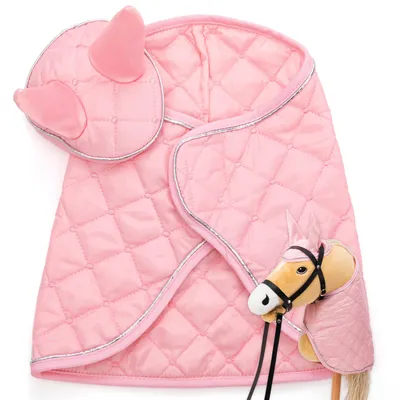 Image de Set d'accessoires Hoofly Hobby Horse - Couverture & bonnet anti-mouches en rose pour Hobby Horses [testé par le - Equipement de haute qualité dans un set - Idéal pour le jeu & l'entraînement