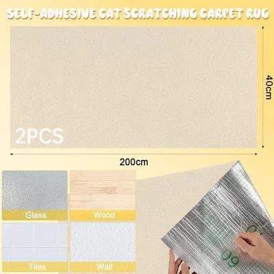 Produktbild von Famanu Katzenkratzmatte 40 cm – Selbstklebend, aus Baumwollseil – Schwarz/Weiß