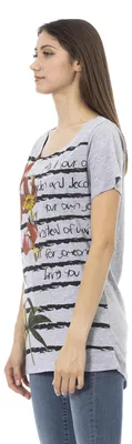Immagine prodotto di T-shirt da donna Trussardi, manica corta, girocollo, stampa floreale, stile casual-chic