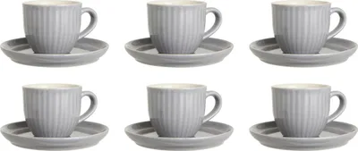 Produktbild von 6er Set Espressotassen mit Untertasse MYNTE French Grey 135ml grau Ib Laursen