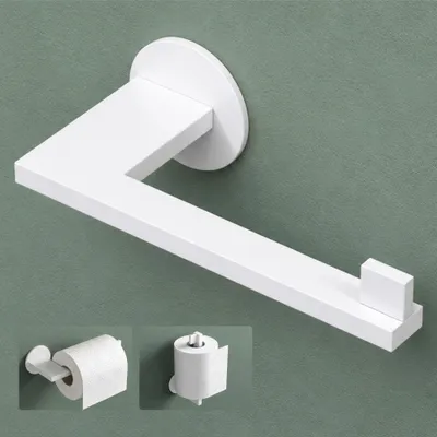 Produktbild von Mai & Mai Toilettenpapierhalter Klopapierhalter WC aus Edelstahl, Toilettenpapier Halterung Rollenhalter Matt weiß 185mm Lino-04