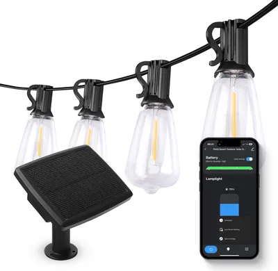 Produktbild von FlinQ FlinQ Smart Light String Solar - LED-Lichtergirlande für den Außenbereich - Gartenbeleuchtung 15 Meter langes Kabel - Girlande mit RGB-Lichtern - Stimmungslichter / Partylichter - Partylichter