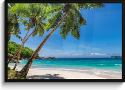 Produktbild von MuchoWow® MuchoWow® Gerahmtes Poster Strand - Palme - Meer - Insel 90x60 cm - Poster mit zchwarzem Bilderrahmen - Fotorahmen - Foto-Plakat