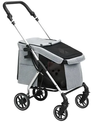 Imagen del producto de Carrito para perros plegable - Carrito pequeño para perros - Carrito para paseos - Color gris claro