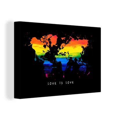Produktbild von OneMillionCanvasses® - Leinwandbilder - 140x90 cm, Weltkarte - Stolz - Liebe, Wandbilder Kunstdruck Wanddekoration