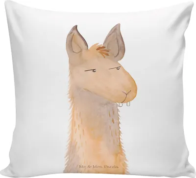 Produktbild von Mr. & Mrs. Panda kuschelkissen 40x40 Lamakopf Genervt - Weiß - Geschenk, Recht haben, Beste Freundin, Lama, Sofakissen, Sofa Kissen, Lamas, Lounge, Büro, Chef, Polster