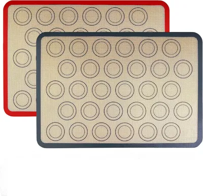 Obrázok produktu pre Plech na makrónky, sada 2 kusy, 42 x 29,5 cm, opakovane použiteľný, nepriľnavý, červený a čierny