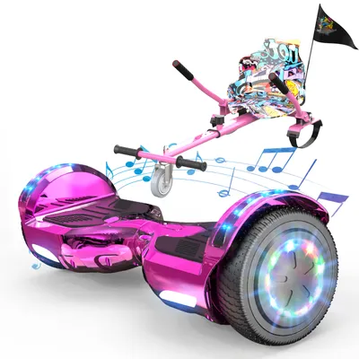 Produktbild von EVERCROSS TECH 6,5-Zoll-Hoverboard + Hoverkart | Mit Bluetooth und LED-Licht, App-fähiger selbstbalancierender Roller | Hoverboards für Kids und Teens