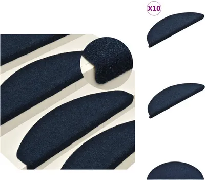 Produktbild von vidaXL Selbstklebende Treppenmatten 10 Stk. Marineblau 56x17x3 cm - Stufenteppiche