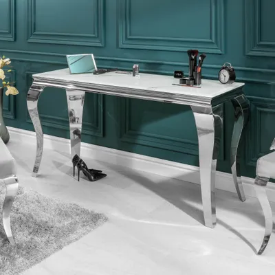 Produktbild von Eleganter Konsolentisch MODERN BAROCK 145cm Glasplatte in Marmoroptik Konsole Flurtisch Schreibtisch