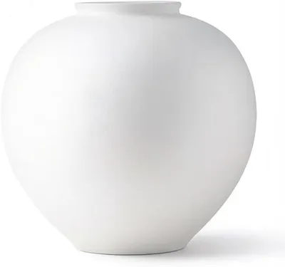 Imagen del producto de Vaso de cerámica blanco grande, de diseño moderno y forma esférica. Altura: 24 cm. Vaso decorativo para sala de estar, dormitorio y oficina