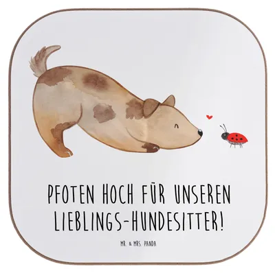 Produktbild von Mr. & Mrs. Panda Untersetzer für Gläser Lieblings-Hundesitter - Weiß - Geschenk, Danke sagen, gläseruntersetzer, Holzuntersetzer, Geschenkideen, Getränkeuntersetzer