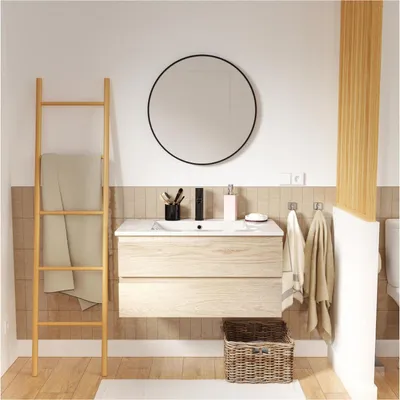 Immagine prodotto di Mobile bagno singolo 80cm con rubinetto e specchio SORRENTO