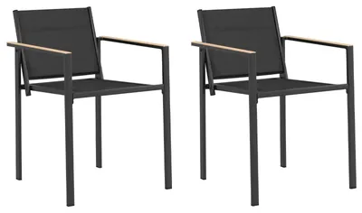 Produktbild von vidaXL Gartenstühle 2 pcs Schwarz und Anthrazit 53,5 x 59 x 77 cm
