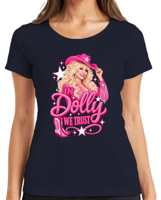 Produktbild von In Dolly We Trust Pink Cowgirl Hut Country Musik Western Nashville Damen T-Shirt, Navy, XXL