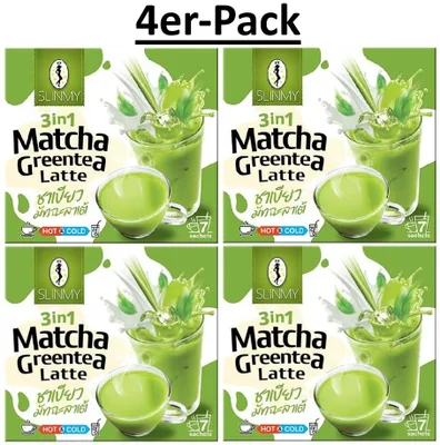 Produktbild von 4er-Pack SLINMY 3in1 Instant Matcha Grüner Tee Latte 161g (7 Sachets)
