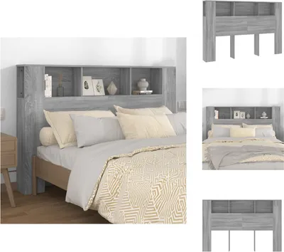 Produktbild von vidaXL Kopfteil mit Ablagen Grau Sonoma 160x18,5x104,5 cm -  Kopf- & Fußenden