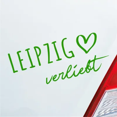 Produktbild von Auto Aufkleber Leipzig verliebt Herz Stadt Heimat Liebe Car 19x8 cm Hellgrün Sticker Heckscheibenaufkleber