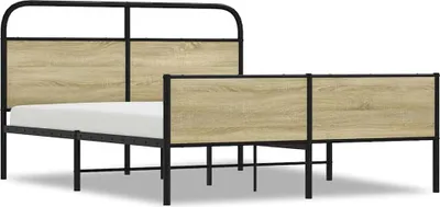 Produktbild von vidaXL Metallbett ohne Matratze Sonoma-Eiche 160x200 cm