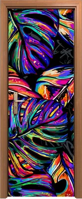 Produktbild von Türposter 70x200 cm Türaufkleber Türtapete Türfolie Klebefolie Mehrfarbige tropische Blätter Natur