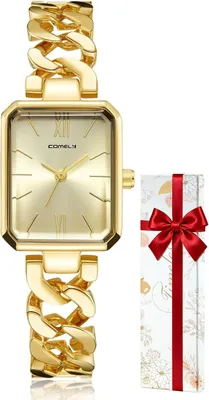 Produktbild von Elegante Damen Armbanduhr aus Edelstahl mit rechteckigem Zifferblatt, wasserdichte Analog Quarzuhr für Alltag & besondere Anlässe