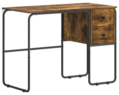Immagine prodotto di Scrivania con spazio contenitivo in legno effetto noce, dimensioni 100 x 50 x 75 cm