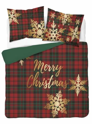 Obrázok produktu pre Vianočná súprava posteľnej bielizne 220x200 Holland Christmas Check MERRY CHRISTMAS
