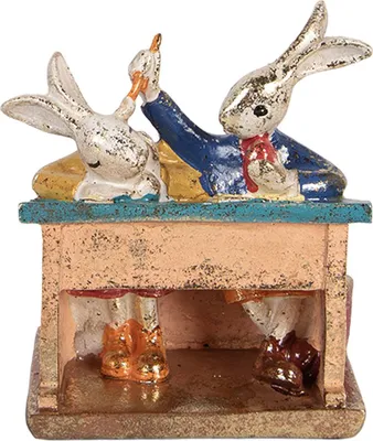 Zdjęcie produktu dla Clayre & Eef Figurka dekoracyjna Królik 11x7x11 cm Biały Tworzywo sztuczne