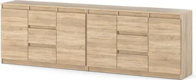 Zdjęcie produktu dla Komoda Dąb Sonoma 240Cm Duże 6 Szuflad Nowoczesna Pojemna Duża Szafka Rtv