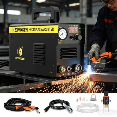 Produktbild von Plasmaschneider - HVC50 Digital Inverter - 220V IGBT 40A - 1–15 mm Schneiden - Für Edelstahl und Aluminium - Tragbar mit EU-Stecker