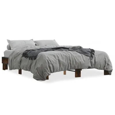 Produktbild von vidaXL Bettgestell Räuchereiche 150x200 cm Holzwerkstoff und Metall