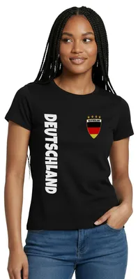 Produktbild von Spreadshirt Deutschland Fan Shirt Frauen T-Shirt, L, Schwarz