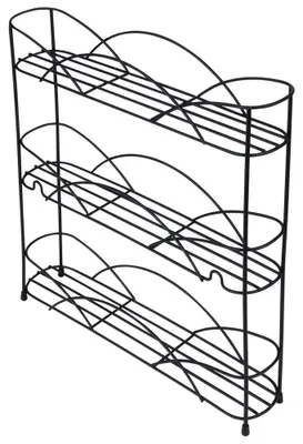 Image de Étagère à épices - Rangement à épices en métal - 33,5 x 6,5 x 33,5 cm - Noir