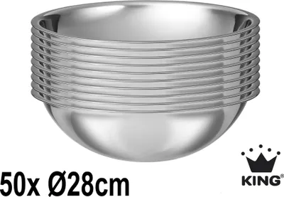Produktbild von 50tlg. Schüsselset Edelstahl: Schüsselgröße Ø28cm / Füllmengen: 2500ml / 50x Schüsseln Ø28cm