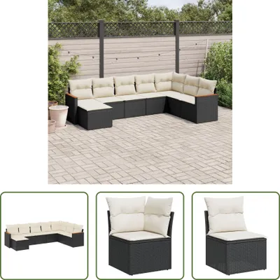 Produktbild von The Living Store 8-tlg. Garten-Sofagarnitur mit Kissen Schwarz Poly Rattan