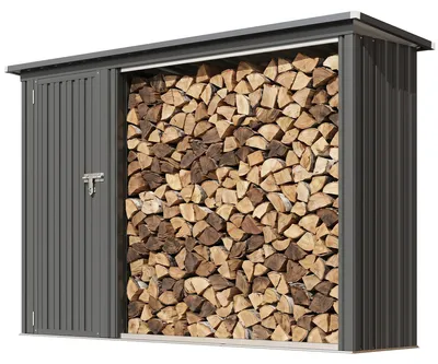 Productafbeelding van Outsunny 2-in-1 houtopslagrek voor buiten, gemaakt van verzinkt staal, afmetingen 235 x 67 x 149 cm