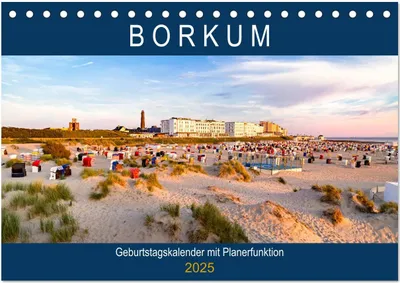 Produktbild von BORKUM Geburtstagskalender mit Planerfunktion (Tischkalender 2025 DIN A5 quer), CALVENDO Monatskalender