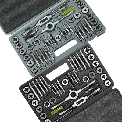 Immagine prodotto di Set di maschi e filiere 80 pezzi, standard metrico e SAE, utensile per filettatura in acciaio per cuscinetti