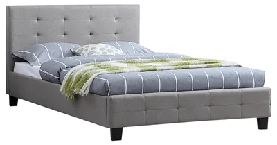 Produktbild von Polsterbett NEBRASKA Bettgestell 120 x 200 cm Einzelbett Designbett inklusive Lattenrost Textilbezug in grau