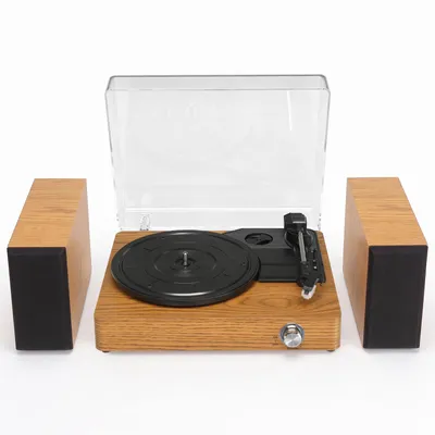 Produktbild von LEADZM Plattenspieler mit externen Stereo‑Lautsprechern, 3 Geschwindigkeiten, Bluetooth‑Eingang, AUX‑IN & RCA‑Audioausgang, Retro Schallplattenspieler