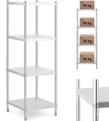 Produktbild von Metallregal für den Gastronomiebereich – 60 x 60 x 180 cm – mit 4 Ablageflächen