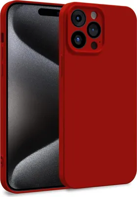 Immagine prodotto di Custodia per Apple iPhone 15 Pro Max - Cover per cellulare a due strati, in silicone, di colore rosso