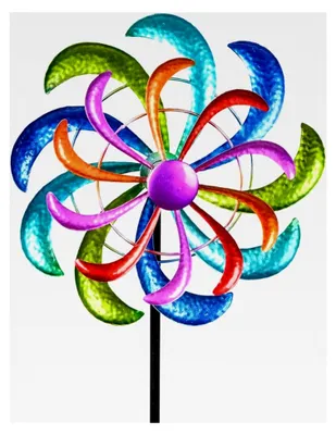 Produktbild von Buntes Windrad 124x30 cm Gartenstecker Windspiel Gartendeko