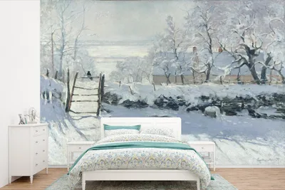 Produktbild von MuchoWow® Fototapete für Wohnzimmer oder Schlafzimmer Wandtapete Vinyl Motivtapete Die Elster - Gemälde von Claude Monet - 525x350 cm - Das Hintergrundbild