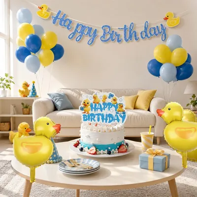 Productafbeelding van Omgoods - Eenden Verjaardagsdecoratieset met Ballonnen en Banner