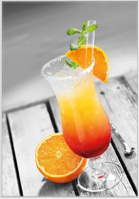 Produktbild von Wallario Wandbild Bunter Cocktail am Pool mit Hintergrund in schwarz weiß, Größe: 70,30 x 100,30 cm, Poster mit weißem Kunststoffrahmen