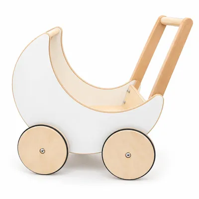 Image de Poussette en bois Rijoka – Poussette d'apprentissage pour bébés - Poussette en bois - 50x30x45 cm