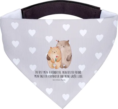 Produktbild von Mr. & Mrs. Panda Hunde Halstuch Bären Liebe - Grau Pastell - Geschenk, Freundin, Hundehalstuch, Umarmung, Blume, Für, Verknallt, Bandana, Hund, Hochzeitstag, Verliebt