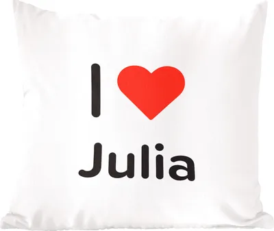 Produktbild von MuchoWow® Zierkissen Sofakissen Wohnzimmer Dekokissen 60x60 cm Ich liebe - Julia - Mädchen - Sitzfläche - Foto Polster
